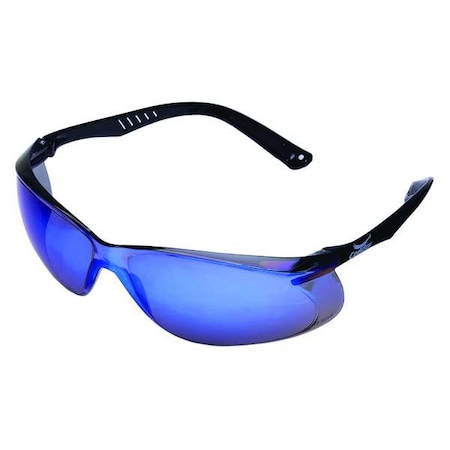 Condor Jbird, Safety Glasses, Scratch-Resistant, Blue Mirror Lens, Black Frame, Frameless 4VCK6
