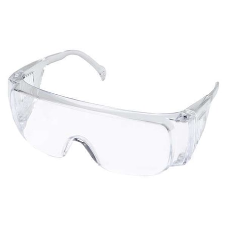 CONDOR Safety Glasses, Visitor Series, Uncoated, Frameless, Clear Arm, Clear Lens, Pack of 12 4VCL9