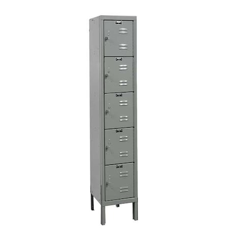 Hallowell Box Locker, 12 in W, 18 in D, 66 in H, (1) Wide, (5) Tier, Dark Gray U1286-5HG