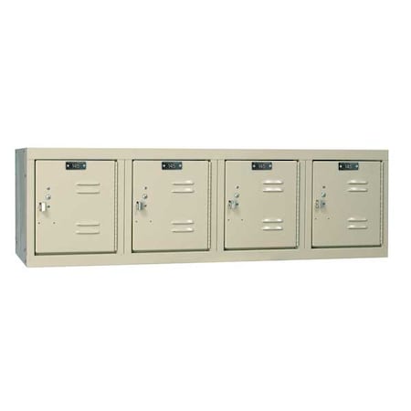 Hallowell Wall Mount Box Locker, 48 in W, 18 in D, 14 3/4 in H, (1) Tier, (4) Wide, Tan U1482-4WM-PT