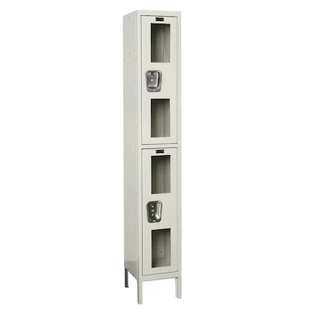 Hallowell Wardrobe Locker, 12 in W, 15 in D, 78 in H, (1) Wide, (2) Tier, Tan USV1258-2PT