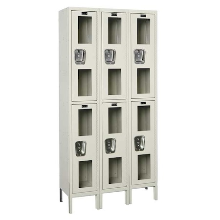 Hallowell Wardrobe Locker, 36 in W, 12 in D, 78 in H, (2) Tier, (3) Wide, Tan USV3228-2PT