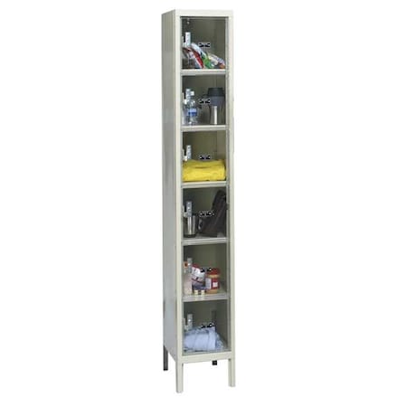 Hallowell Box Locker, 12 in W, 18 in D, 78 in H, (1) Wide, (6) Tier, Tan USVP1288-6PT