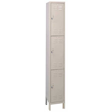 Zoro Select Wardrobe Locker, 12 in W, 12 in D, 78 in H, (1) Wide, (3) Tier, Tan 4VFE5