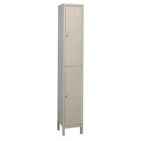 Zoro Select Wardrobe Locker, 12 in W, 15 in D, 78 in H, (1) Wide, (2) Tier, Tan 4VFJ1