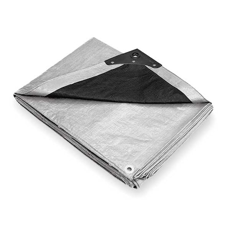 ZORO SELECT Tarp, Polyethylene, Silver/Black, 16x20Ft 4VZ57