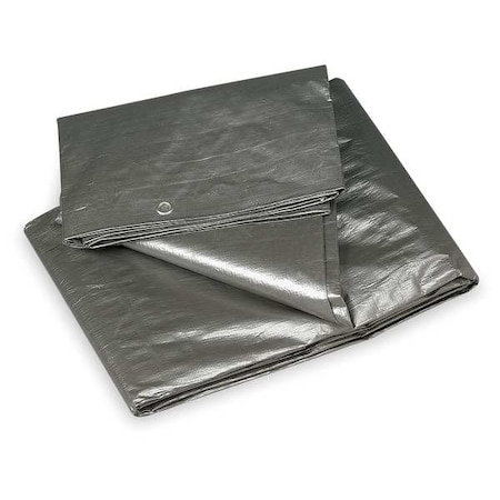 ZORO SELECT Tarp, Polyethylene, Silver/Black, 10x12Ft 4VZ56