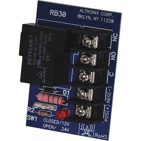 Altronix Relay Module Heavy Load 12/24V 95Ma SPDT, Relay, - RB30