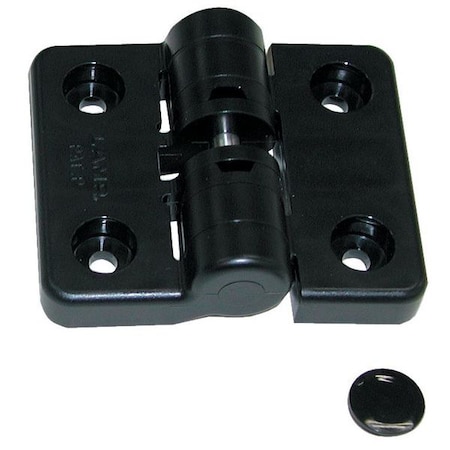 Lamp Detent Hinge, Polyacetal, Screw-On Mounting, 2 in Leaf W x 1 15/16 in Leaf H, Black Plastic HG-YJ50BL