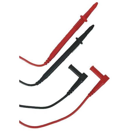 Zoro Select Test Probe Lead, CAT III 1000V, Shrouded Banana Plug, 4 ft., Double Insulation, Black, Red 4WPZ8