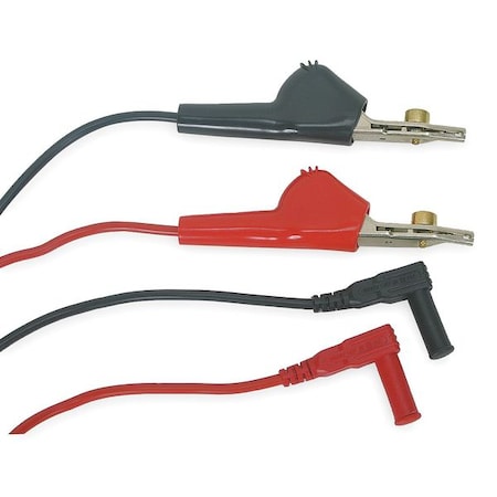 Zoro Select Test Clip Lead, CAT II 1000V, Shrouded Banana Plug, Clip Has 0.5" Jaw Opening, 3 ft. 4", Black, Red 4WPZ9