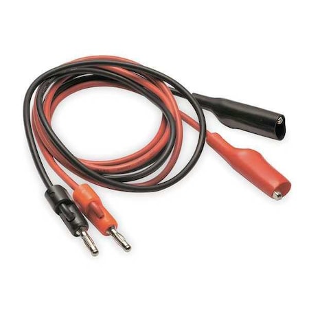 Zoro Select Patch Cord, Alligator Clip and Stacking Banana Plug, 40", Polypropylene, Black, Red 4WRF2