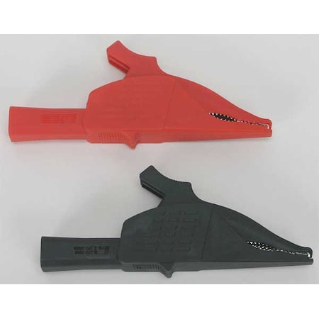 Zoro Select Modular Large Alligator Clip, CAT III 1000V, CAT IV 600V, 4mm Banana Socket, 4-3/16", Black, Red 4WRC3