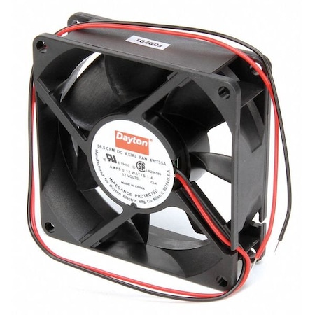 Dayton Axial Fan, Square, 12V DC, - Phase, 36.5 cfm, 3 1/8 in W. 4WT35