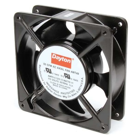Dayton Axial Fan, 4-11/16 in W x 4-11/16 in H x 1-1/2 in D, 70/75 cfm, 115V AC, IP20, Cast Aluminum 4WT49