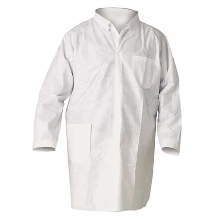 Kleenguard KleenGuard A20 Disposable Lab Coat, SMMMS, Snaps Closure, White, L, 25 PK 10029