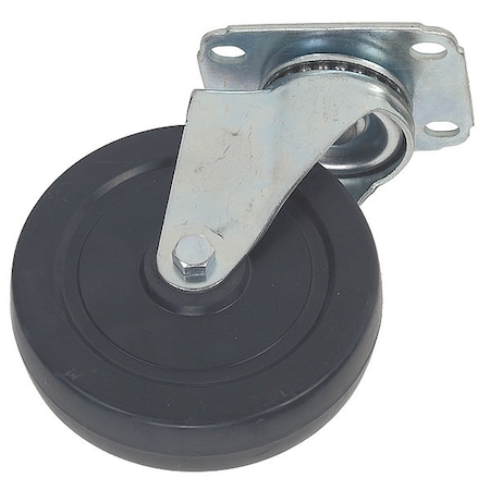 Zoro Select Swivel NSF-Listed Plate Caster, Rubber, 4 in., 165 lb. 4W906