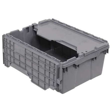 Akro-Mils Attached Lid Container, 8 gal Volume Cap., 21 1/2 in L, 15 1/4 in W, 9 in H, Plastic, Steel Hinge 39-0854W023