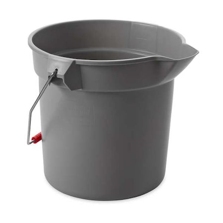 Rubbermaid Commercial 2 1/2 gal Round Bucket, 10-1/4 in H, 10 1/2 in Dia, Gray, Plastic FG296300GRAY