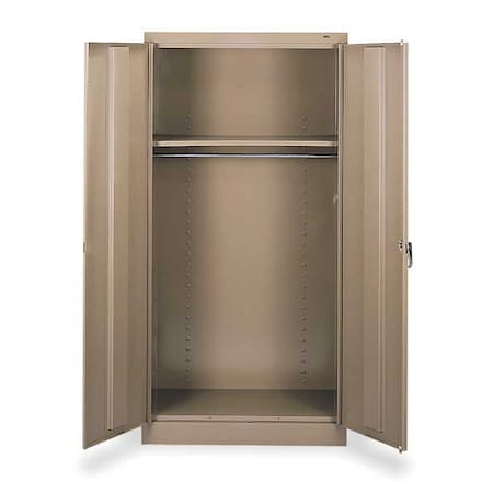 Tennsco Wardrobe Storage Cabinet, 72 in H, 36 in W, Swing, Keyed, Sand, 1 Shelves, 0 Drawers 1471 SAND