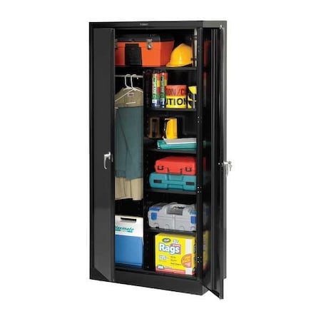 Tennsco Combo Wardrobe Storage Cabinet, 78 in H, 36 in W, Swing, Keyed, Black, 6 Shelves, 0 Drawers 2472 BLACK