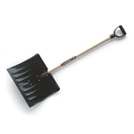 TRUE TEMPER Snow Shovel, 37 in Wood D-Grip Handle, Steel Blade Material, 18 in Blade Width 1640700