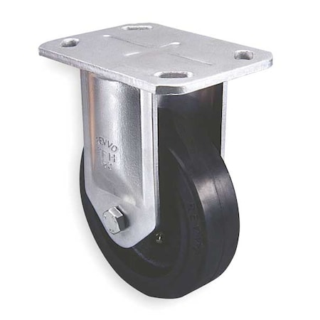 Zoro Select Plate Caster, Rigid, Rubber, 8 in., 1200 lb. TFH200RU15T24