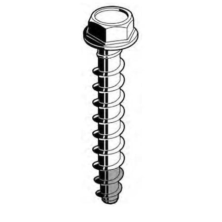 Zoro Select Masonry Screw, 3/8" Dia., Hex, 1-3/4" L, Steel Zinc Plated, 50 PK U70520.037.0175