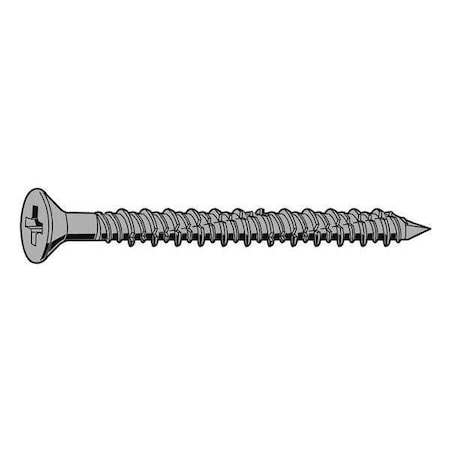 Zoro Select Concrete Screw, 1/4" Dia., Flat, 1 3/4 in L, 410 Stainless Steel Silver Ruspert, 100 PK U70556.025.0175