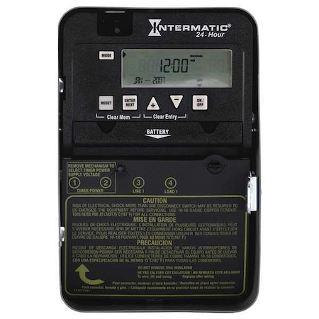 Intermatic Electronic Timer, 24 hr, SPST ET1105C