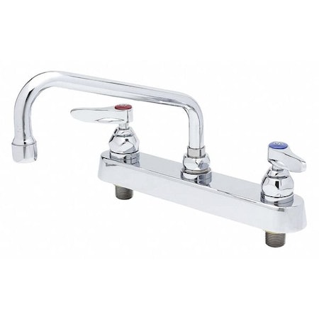 T&S Brass Low Arc Laundry Sink Faucet, Manual, 8" Mount, 2 Hole B-1121