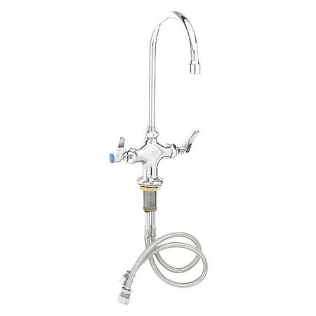 T&S Brass Manual Gooseneck Bar Faucet, Single Hole Mount, Chrome 1 Hole B-0300