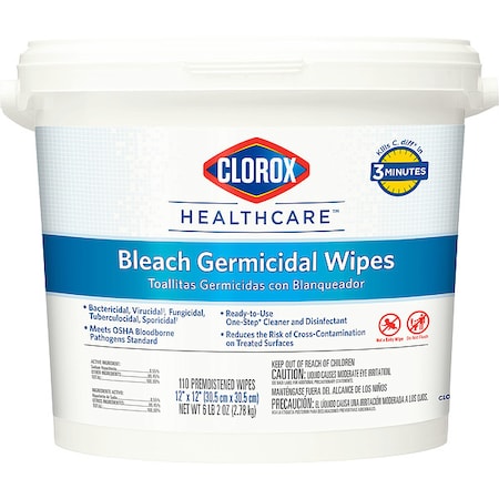 Clorox Germicidal Disinfecting Wipes, 12 x 12", 2 Pack, 110 Wipes/ Pack 30358