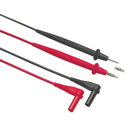 Fluke 2mm/4mm Test Lead Set, CAT III 1000V, CAT IV 600V, 4mm Banana Plug, 5 ft., Silicone, Black, Red TL76