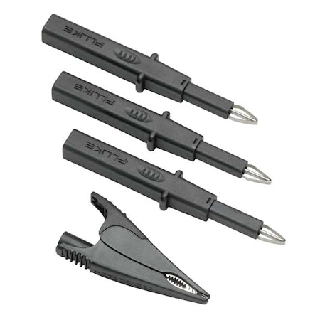 Fluke Test Probe Set, CAT II 1000V, CAT III 1000V, Alligator Clip, Black TLK290