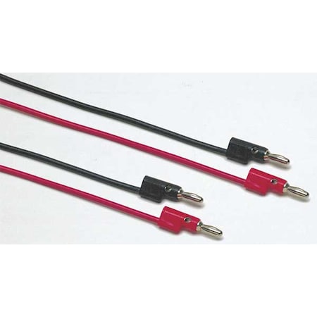 Fluke Patch Cord Set, Stackable 4mm Banana Plug, 36", PVC, Black, Red TL932