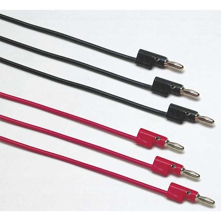 Fluke Patch Cord Set, Stackable 4mm Banana Plug, 23 5/8 in, 35 in, 47 in, PVC, Black, Red TL935