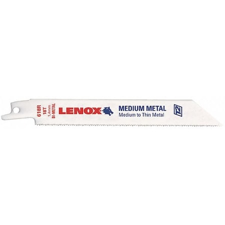 LENOX 3" L x 18 TPI Metal Cutting Bi-metal Reciprocating Saw Blade, 5 PK 20521318RC