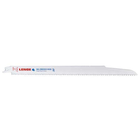 Lenox 12"L x 6 TPI Nail Embedded Wood Cutting Reciprocating Saw Blade, 5PK 20585156R