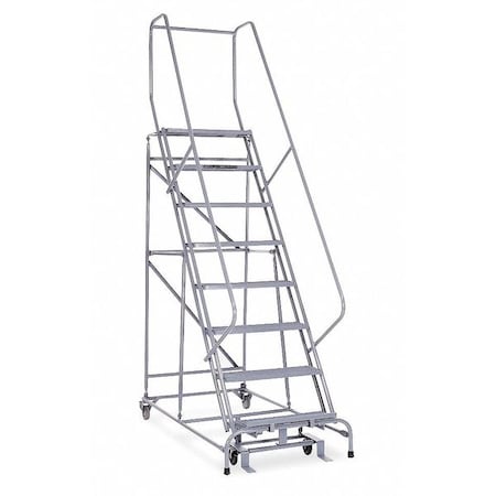 Cotterman 110 in H Stainless Steel Rolling Ladder, 8 Steps, 450 lb Load Capacity 1008R2632A1E10B4 SS P6 P8