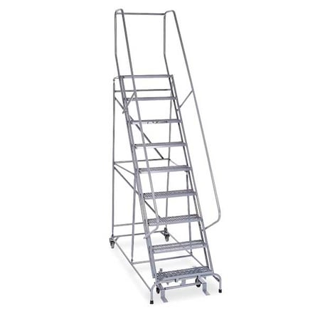 Cotterman 120 in H Stainless Steel Rolling Ladder, 9 Steps, 450 lb Load Capacity 1009R2632A1E10B4 SS P6 P8