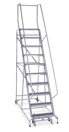 COTTERMAN 130 in H Stainless Steel Rolling Ladder, 10 Steps 1010R2632A3E10B4 SS P6 P8