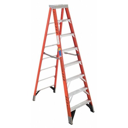 Werner 8 ft Fiberglass Stepladder, 375 lb Capacity 7408