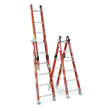 Werner Multipurpose Ladder, Fiberglass, 375 lb Load Capacity 7808