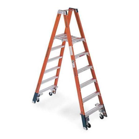 Werner 8 ft Fiberglass Twin Platform Stepladder, 300 lb Capacity PT7406-4C