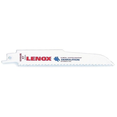 Lenox 6 in L x 6 TPI Reciprocating Saw Blade, 5 PK 203706066R5