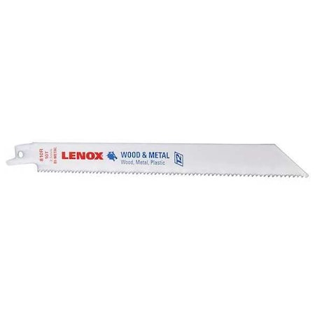 LENOX 8" L x 10 TPI General Purpose Cutting Bi-metal Reciprocating Saw Blade, 25 PK 20590B810R