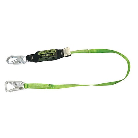 Miller BackBiter Shock Absorbing Lanyard, 6 ft. Length, Snap Hook, Steel, 1 Leg(s), 310 lb. Weight Capacity 913B/6FTGN