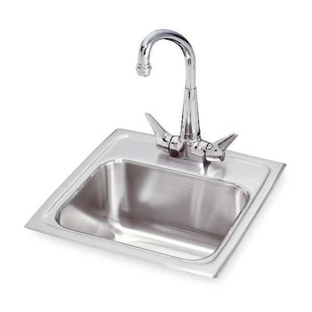 Elkay Drop-In Bar Sink Package, 1 Hole, 12" x 9-1/4", Lustrous Highlighted Satin BLR150C