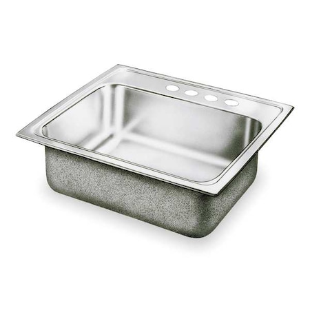 Elkay Drop-In Sink, 4 Hole, 21" x 15-3/4", Lustrous Highlighted Satin LR25224